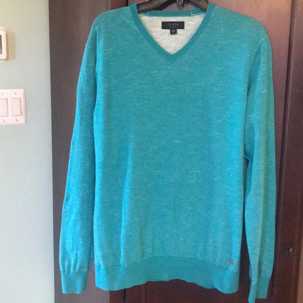 Guess Turquoise V-Neck Sweater